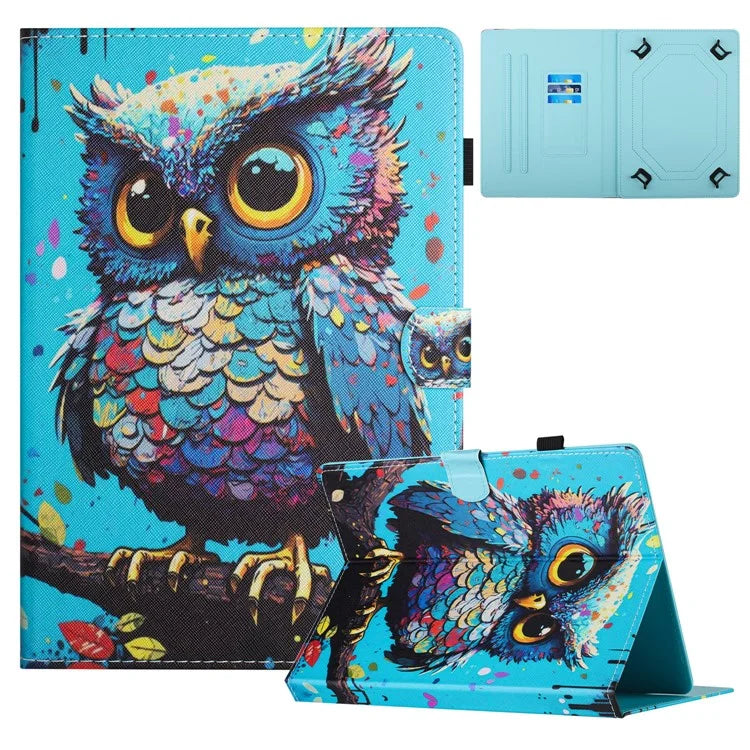 Universal 10-inch Tablet Case Pattern Printing Stand Card Holder Leather Cover