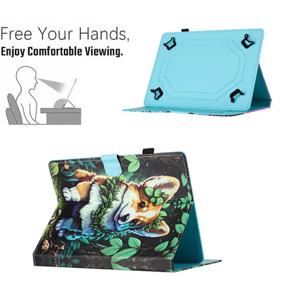 Universal 10-inch Tablet Case Pattern Printing Stand Card Holder Leather Cover
