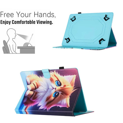 Universal 10-inch Tablet Case Pattern Printing Stand Card Holder Leather Cover