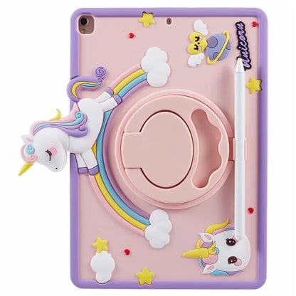 For iPad 10.2 (2021) / (2020) / (2019) / iPad Air 10.5 inch (2019) / Pro 10.5-inch (2017) Case Cartoon Horse Rotary Kickstand Cover