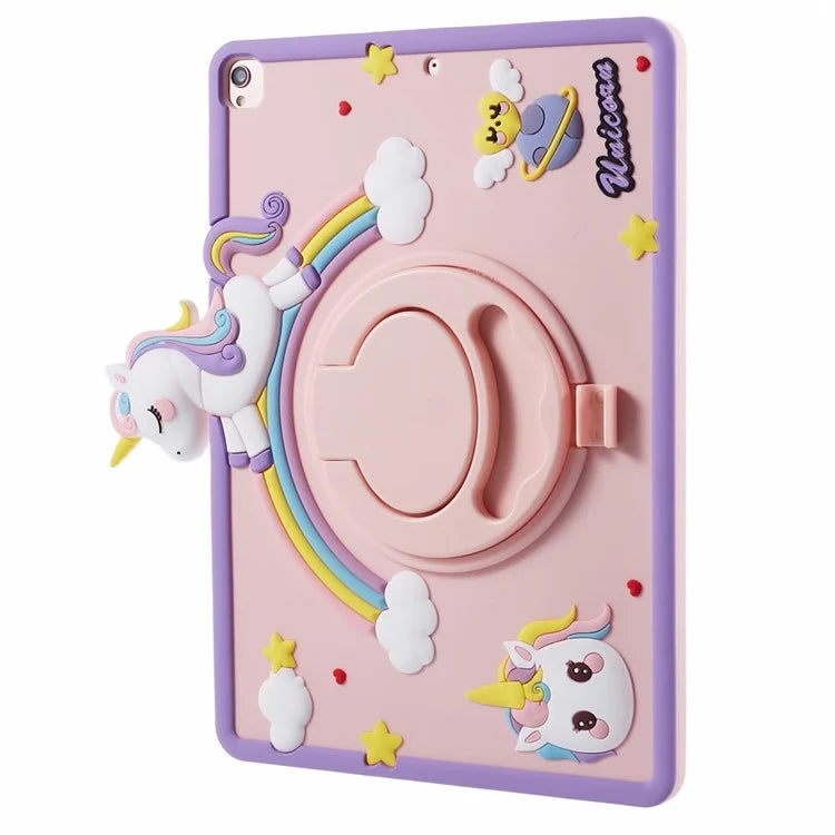 For iPad 10.2 (2021) / (2020) / (2019) / iPad Air 10.5 inch (2019) / Pro 10.5-inch (2017) Case Cartoon Horse Rotary Kickstand Cover