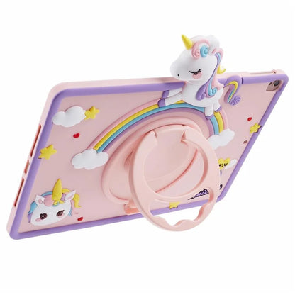For iPad 10.2 (2021) / (2020) / (2019) / iPad Air 10.5 inch (2019) / Pro 10.5-inch (2017) Case Cartoon Horse Rotary Kickstand Cover