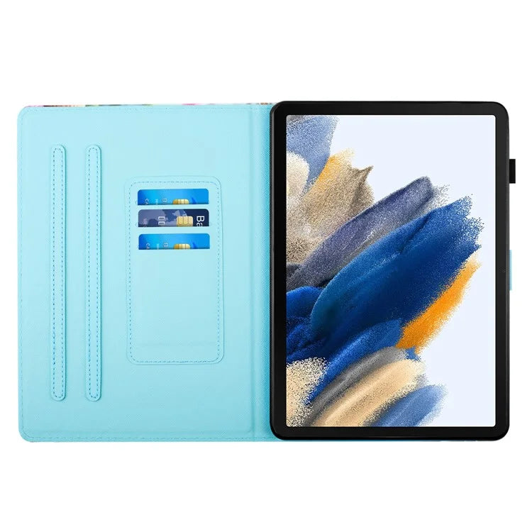 For Samsung Galaxy Tab A9 Case Pattern Printing Card Holder PU Leather Cover