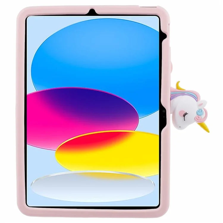 For iPad 10.9 (2022) Case Cartoon Horse Design Kickstand PC + Silicone Tablet Cover
