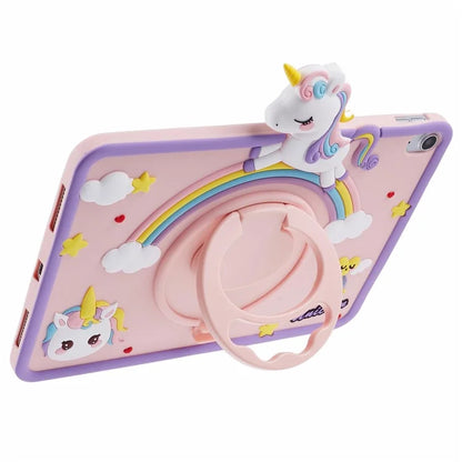 For iPad 10.9 (2022) Case Cartoon Horse Design Kickstand PC + Silicone Tablet Cover