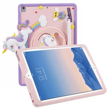For iPad 9.7-inch (2017) / (2018) / iPad Air (2013) / Air 2 Case Cartoon Horse Design Tablet Kickstand Cover