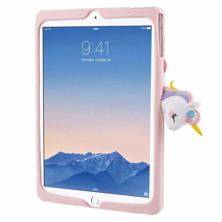 For iPad 9.7-inch (2017) / (2018) / iPad Air (2013) / Air 2 Case Cartoon Horse Design Tablet Kickstand Cover