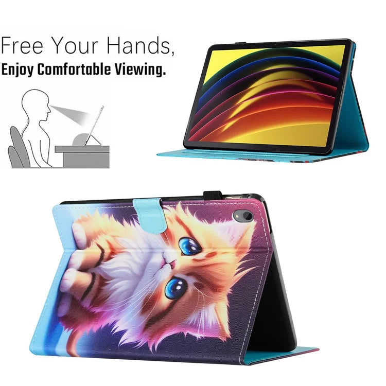 For Lenovo Tab P11 J606F Case Pattern Printing Tablet Cover with Card Slots