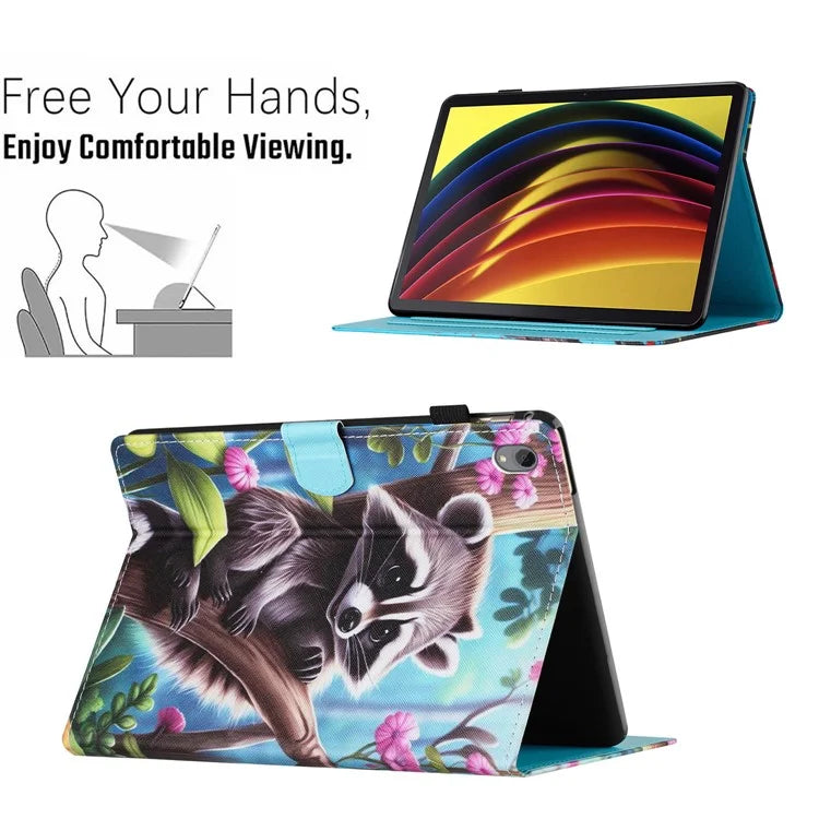 For Lenovo Tab P11 J606F Case Pattern Printing Tablet Cover with Card Slots