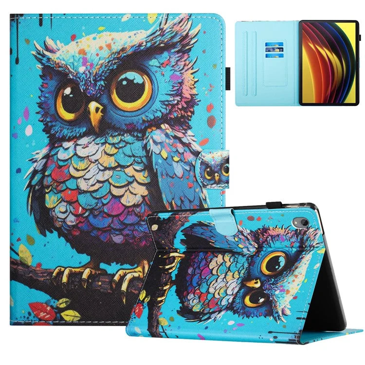 For Lenovo Tab P11 J606F Case Pattern Printing Tablet Cover with Card Slots