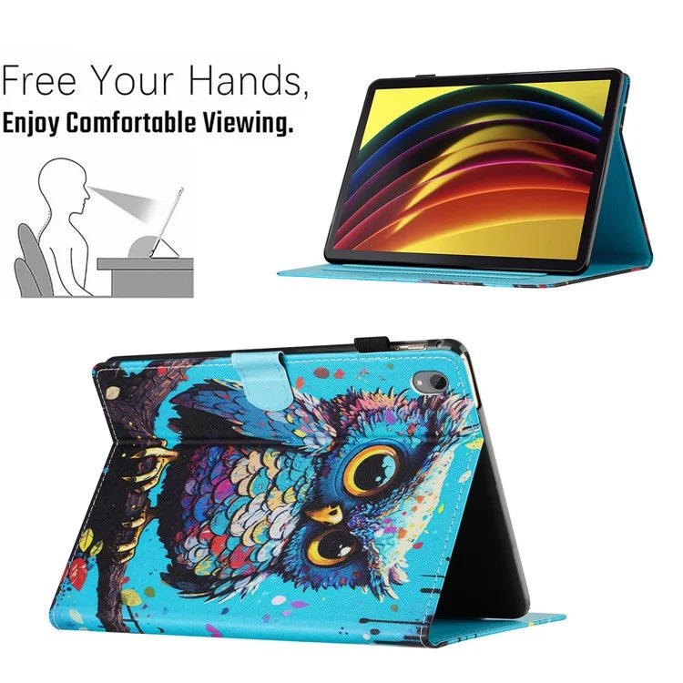 For Lenovo Tab P11 J606F Case Pattern Printing Tablet Cover with Card Slots