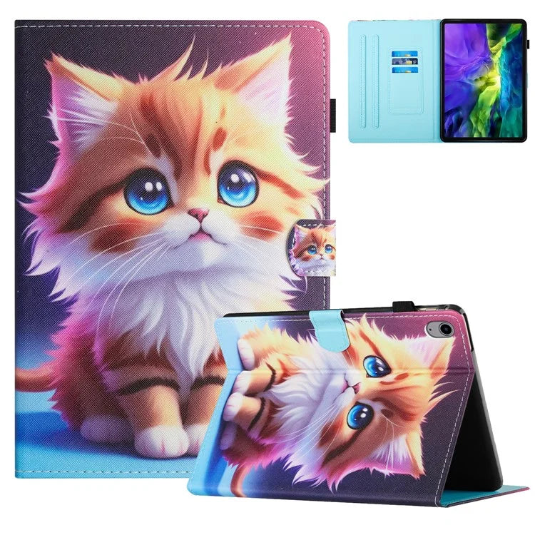 For iPad 10.9 (2022) Case PU Leather Card Holder Pattern Printed Tablet Cover
