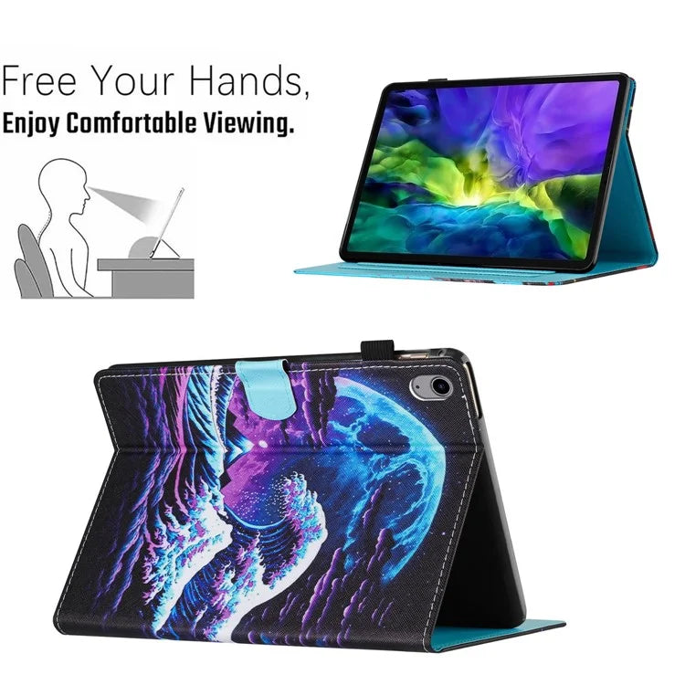 For iPad 10.9 (2022) Case PU Leather Card Holder Pattern Printed Tablet Cover