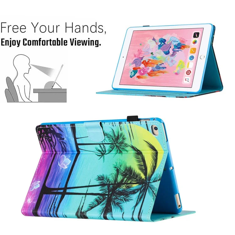 For iPad Air (2013) / Air 2 / iPad 9.7-inch (2017)(2018) Case Pattern Printed Leather Stand Tablet Cover