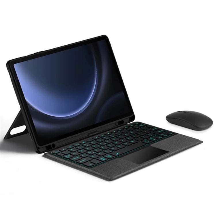 For Samsung Galaxy Tab S9 FE Leather Case Tablet Stand Cover with Backlight Detachable Bluetooth Keyboard