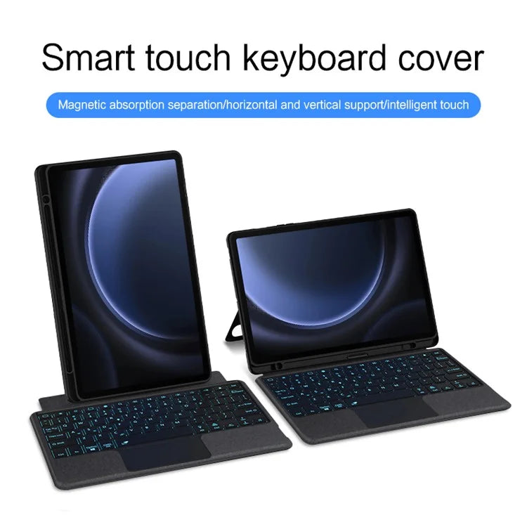 For Samsung Galaxy Tab S9 FE Leather Case Tablet Stand Cover with Backlight Detachable Bluetooth Keyboard