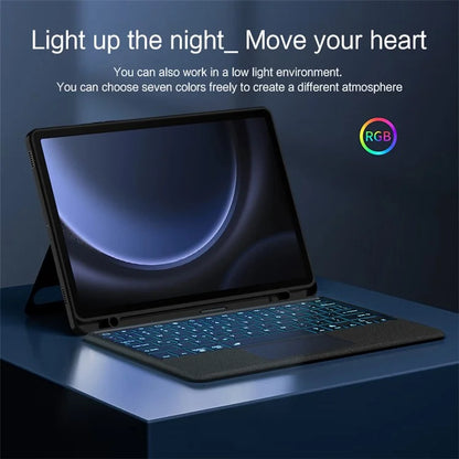 For Samsung Galaxy Tab S9 FE Leather Case Tablet Stand Cover with Backlight Detachable Bluetooth Keyboard