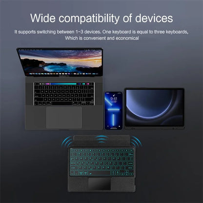 For Samsung Galaxy Tab S9 FE Leather Case Tablet Stand Cover with Backlight Detachable Bluetooth Keyboard