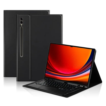 For Samsung Galaxy Tab S9 Ultra Case PU Leather Pen Slot Tablet Cover + Bluetooth Keyboard with Touchpad