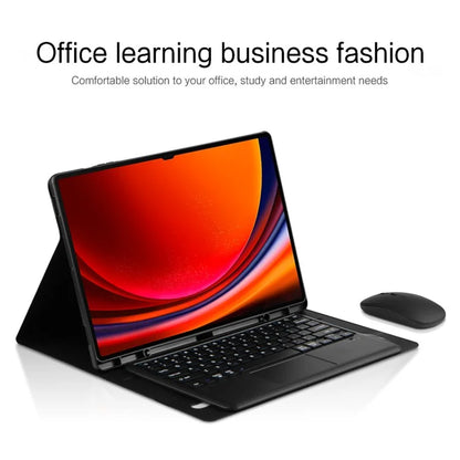 For Samsung Galaxy Tab S9 Ultra Case PU Leather Pen Slot Tablet Cover + Bluetooth Keyboard with Touchpad