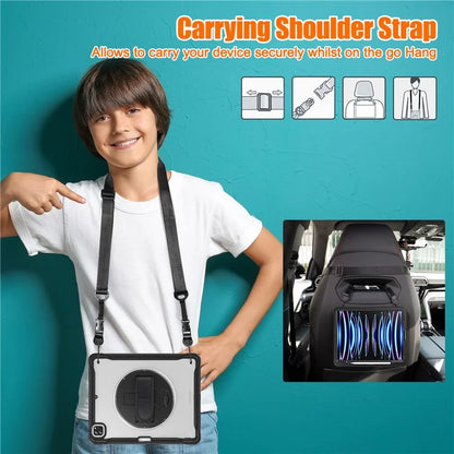 For iPad Pro 12.9 (2018) / (2020) / (2021) / (2022) Case Kickstand Tablet Cover with Shoulder Strap / Hand Strap