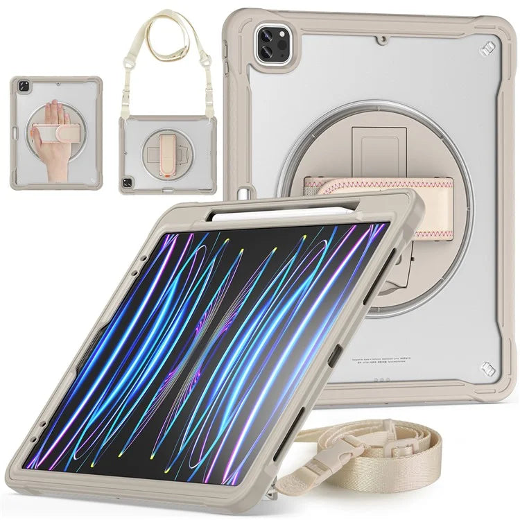 For iPad Pro 12.9 (2018) / (2020) / (2021) / (2022) Case Kickstand Tablet Cover with Shoulder Strap / Hand Strap