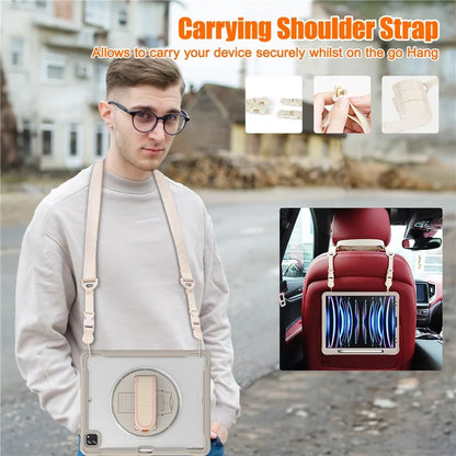 For iPad Pro 12.9 (2018) / (2020) / (2021) / (2022) Case Kickstand Tablet Cover with Shoulder Strap / Hand Strap