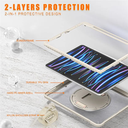 For iPad Pro 12.9 (2018) / (2020) / (2021) / (2022) Case Kickstand Tablet Cover with Shoulder Strap / Hand Strap
