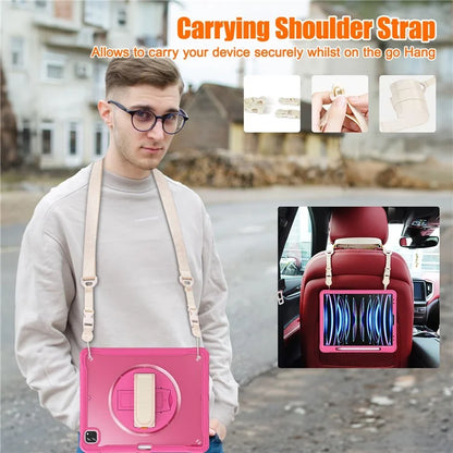 For iPad Pro 12.9 (2018) / (2020) / (2021) / (2022) Case Kickstand Tablet Cover with Shoulder Strap / Hand Strap