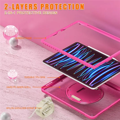 For iPad Pro 12.9 (2018) / (2020) / (2021) / (2022) Case Kickstand Tablet Cover with Shoulder Strap / Hand Strap