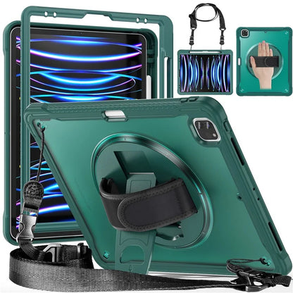 For iPad Pro 12.9 (2018) / (2020) / (2021) / (2022) Case Kickstand Tablet Cover with Shoulder Strap / Hand Strap