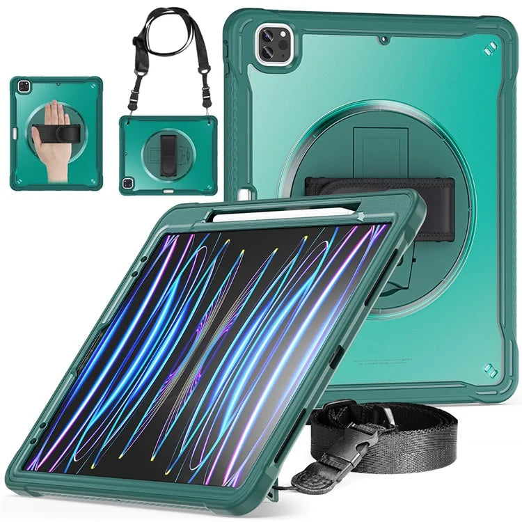 For iPad Pro 12.9 (2018) / (2020) / (2021) / (2022) Case Kickstand Tablet Cover with Shoulder Strap / Hand Strap