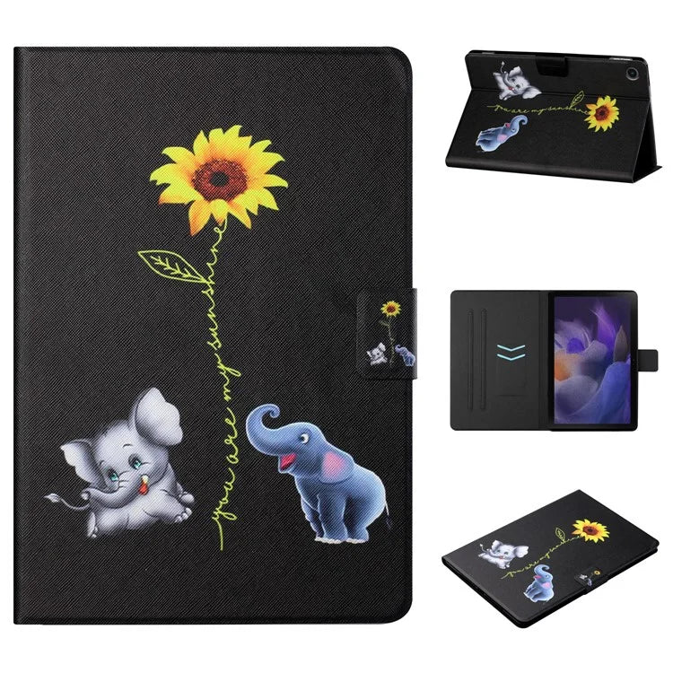 For Samsung Galaxy Tab A9+ Leather Case Card Holder Pattern Smart Tablet Cover
