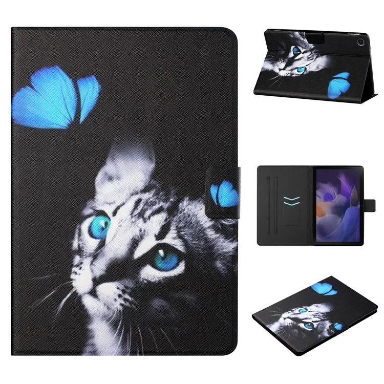 For Samsung Galaxy Tab A9+ Leather Case Card Holder Pattern Smart Tablet Cover