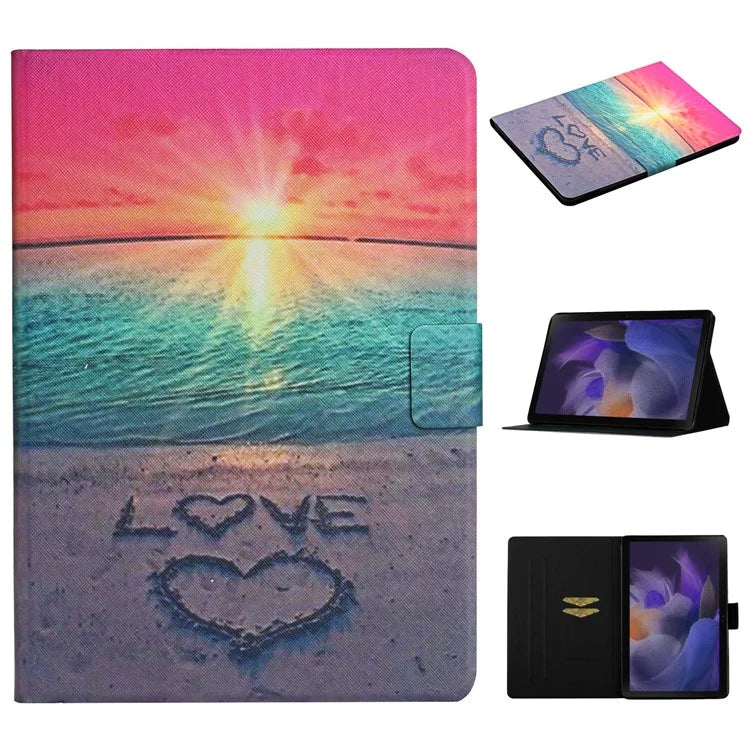 For Samsung Galaxy Tab A9+ Leather Case Card Holder Pattern Smart Tablet Cover