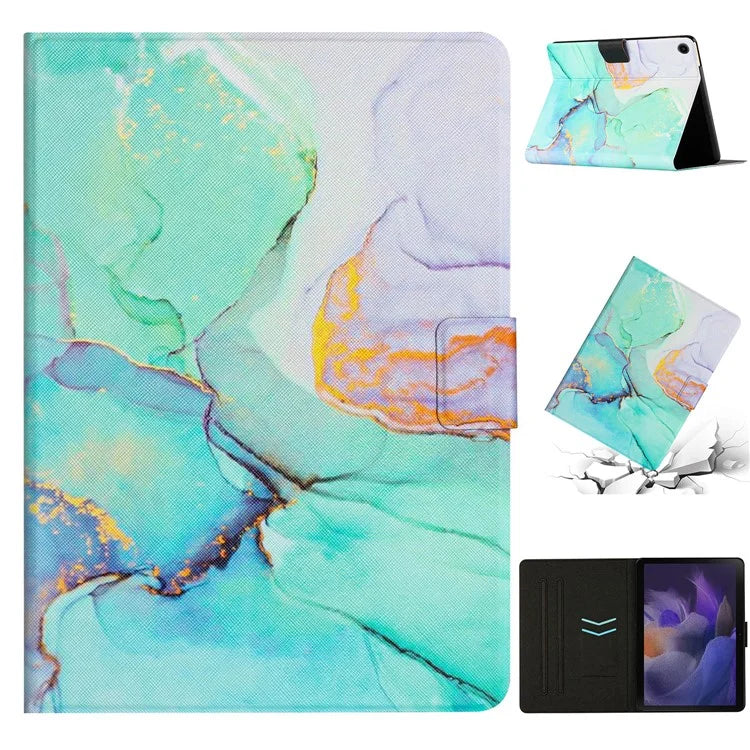 For Samsung Galaxy Tab A9+ PU Leather Stand Cover Pattern Printing Tablet Case Marble
