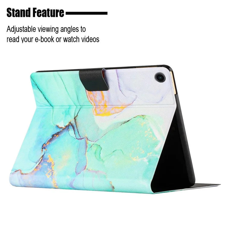 For Samsung Galaxy Tab A9+ PU Leather Stand Cover Pattern Printing Tablet Case Marble