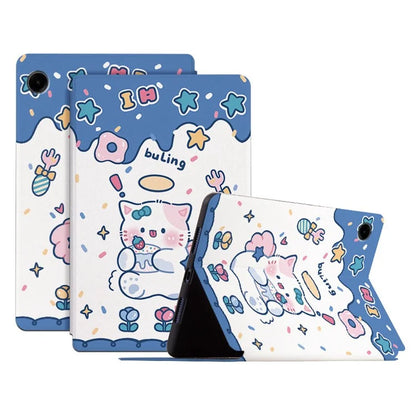 For Samsung Galaxy Tab A9 Smart Cover PU Leather Cartoon Pattern Stand Tablet Case