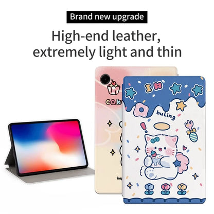 For Samsung Galaxy Tab A9 Smart Cover PU Leather Cartoon Pattern Stand Tablet Case