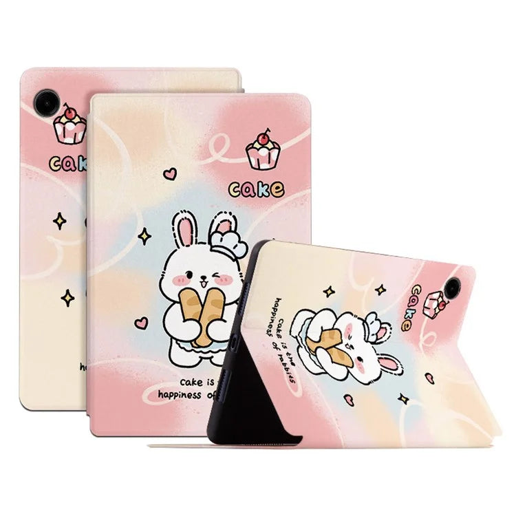 For Samsung Galaxy Tab A9 Smart Cover PU Leather Cartoon Pattern Stand Tablet Case