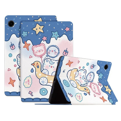 For Samsung Galaxy Tab A9 Smart Cover PU Leather Cartoon Pattern Stand Tablet Case