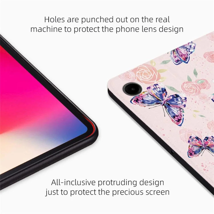 For Samsung Galaxy Tab A9 Stand Cover PU Leather Butterfly Pattern Smart Tablet Shell