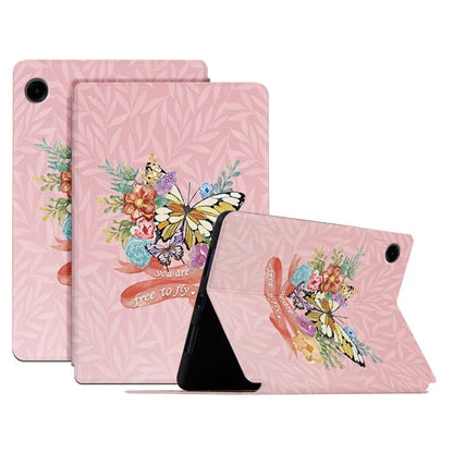 For Samsung Galaxy Tab A9 Stand Cover PU Leather Butterfly Pattern Smart Tablet Shell