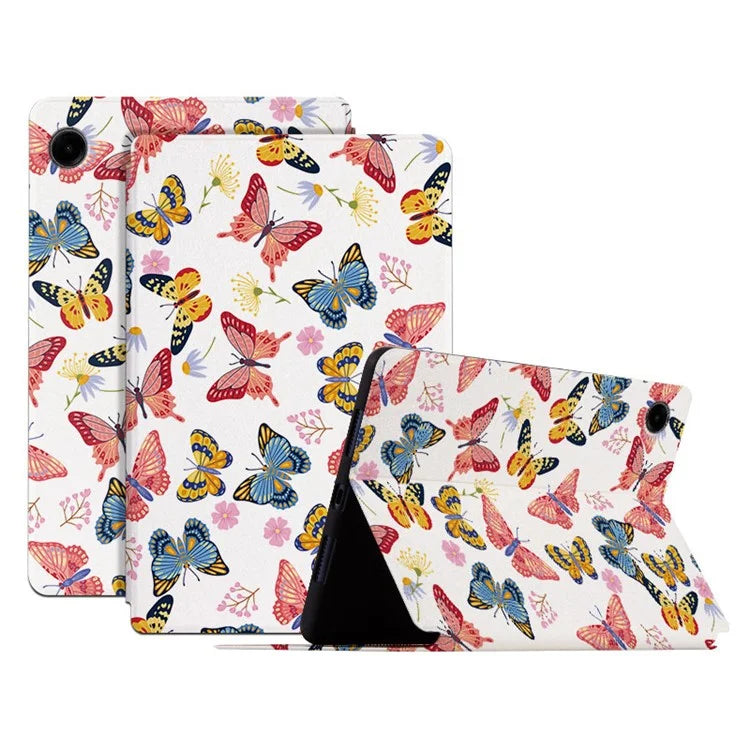 For Samsung Galaxy Tab A9 Stand Cover PU Leather Butterfly Pattern Smart Tablet Shell