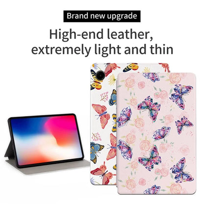 For Samsung Galaxy Tab A9 Stand Cover PU Leather Butterfly Pattern Smart Tablet Shell