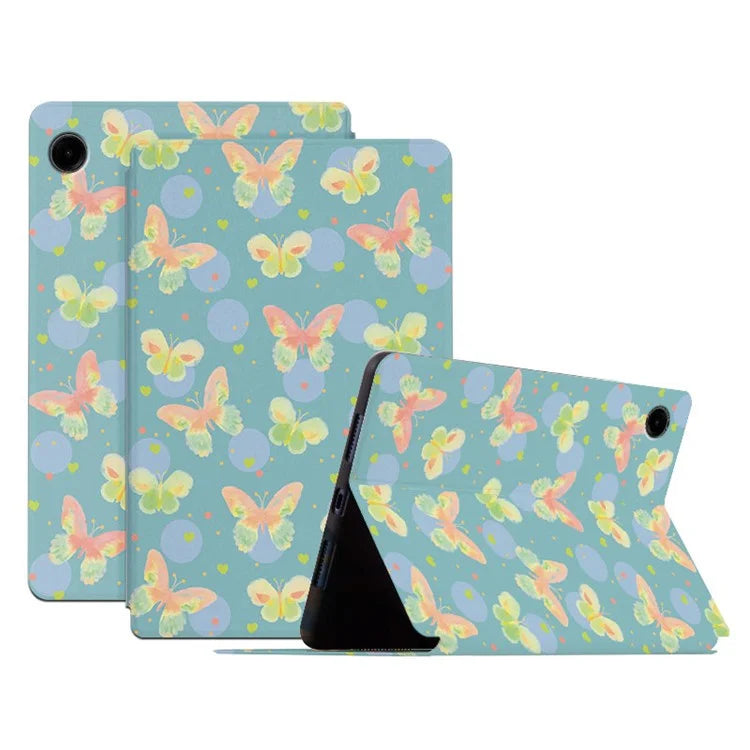 For Samsung Galaxy Tab A9 Stand Cover PU Leather Butterfly Pattern Smart Tablet Shell