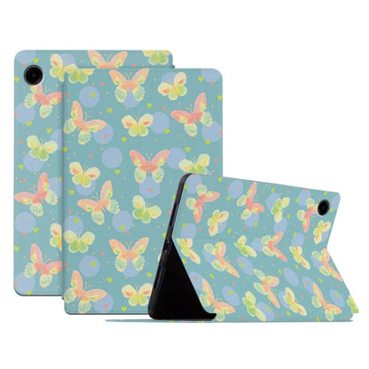 For Samsung Galaxy Tab A9 Stand Cover PU Leather Butterfly Pattern Smart Tablet Shell
