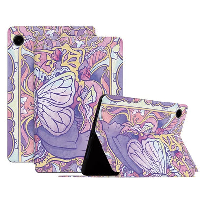 For Samsung Galaxy Tab A9 Stand Cover PU Leather Butterfly Pattern Smart Tablet Shell