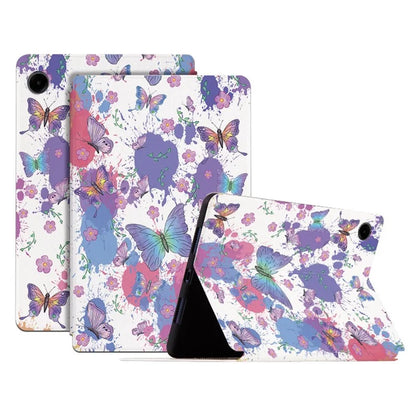 For Samsung Galaxy Tab A9 Stand Cover PU Leather Butterfly Pattern Smart Tablet Shell