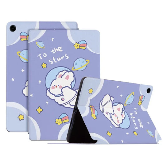 For Samsung Galaxy Tab A9+ Cartoon Pattern Cover PU Leather Smart Tablet Case